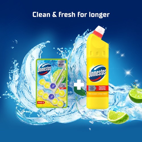 Domestos Power 5 Lime Toilet Rim Block Duo Pack