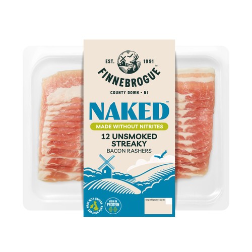 Finnebrogue Naked 12 Unsmoked Streaky Bacon 