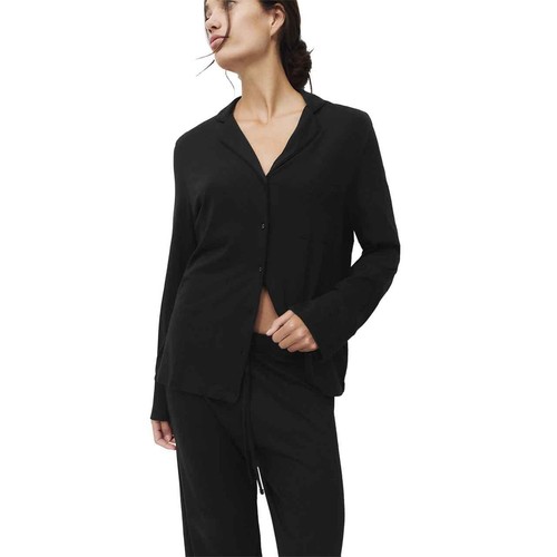M&S Womens Cotton Modal Revere Pyjama Set, XS, Black