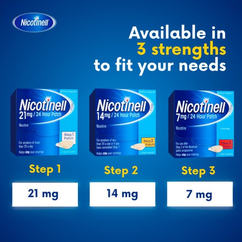 Nicotinell Nicotine Patch Stop Smoking 24hr Craving Relief 21mg Step 1