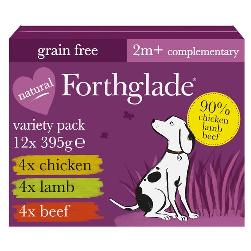 Forthglade Complementary Wet Dog Food Variety Pack 90% Chicken, Lamb & Beef