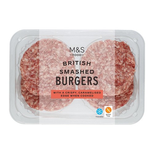M&S Grill 4 Smashed Beef Burgers