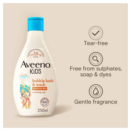 Aveeno Kids Bubble Bath and Wash with Soothing Oat for Sensitive Skin
