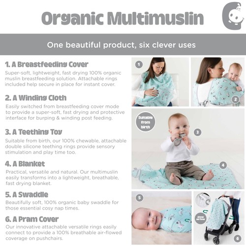 Cheeky Chompers 6 in 1 Multi Muslin Silver Stars