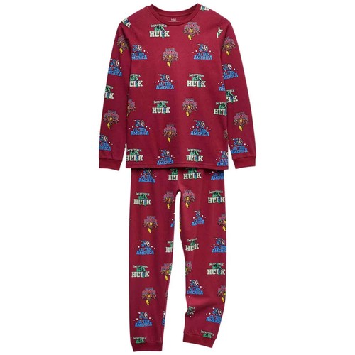 M&S Boys Marvel Pyjamas, 3-4 Y, Dark Cranberry