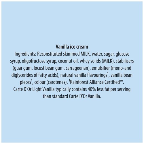 Carte D'Or Madagascan Vanilla Light Ice Cream Tub
