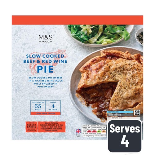 M&S Slow Cooked Beef & Red Wine Pie Frozen