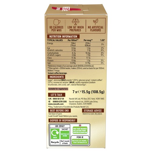 Nescafe Cappuccino Instant Coffee 7 Sachets