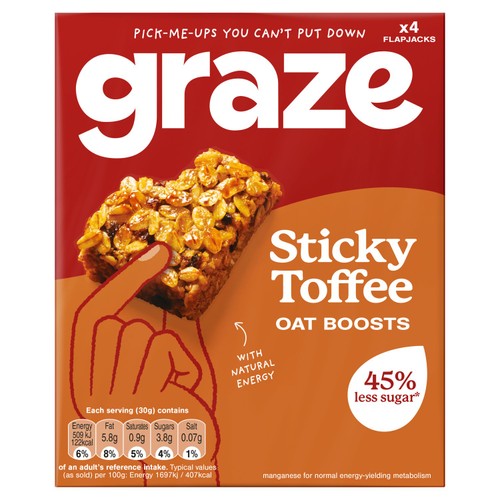 Graze Sticky Toffee Oat Boosts Flapjack Snack