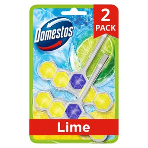 Domestos Power 5 Toilet Rim Blocks Lime x2 50g