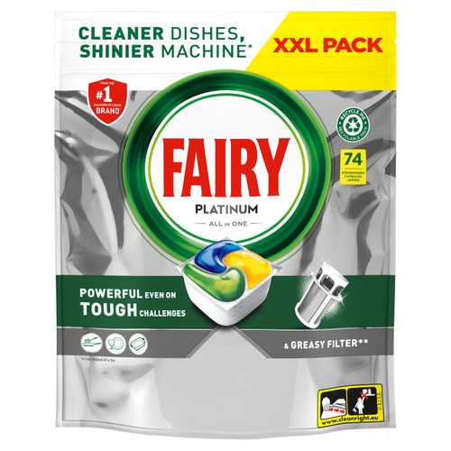 Fairy Platinum All In One Dishwasher Tablets Lemon 74ct