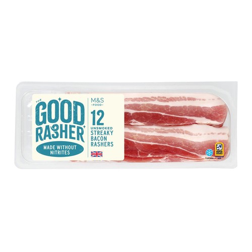 M&S Good Rasher British 12 Unsmoked Streaky Rashers made without Nitrates