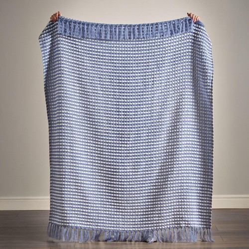 Catherine Lansfield Stab Stitch Throw Blue