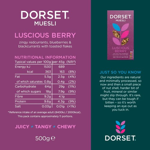 Dorset Cereals Luscious Berry Muesli Breakfast Cereal