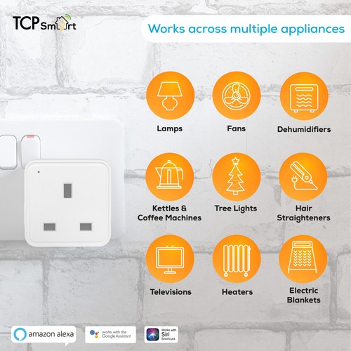 TCP Smart Plug, Timer, App, Voice, For Security & Lights