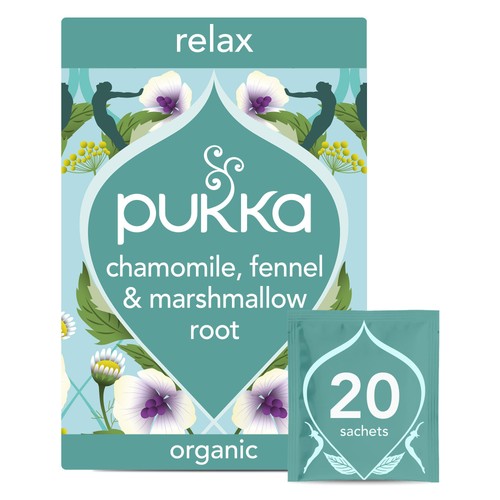Pukka Organic Relax Tea With Chamomile x20 Home Compostable Herbal Tea Bags