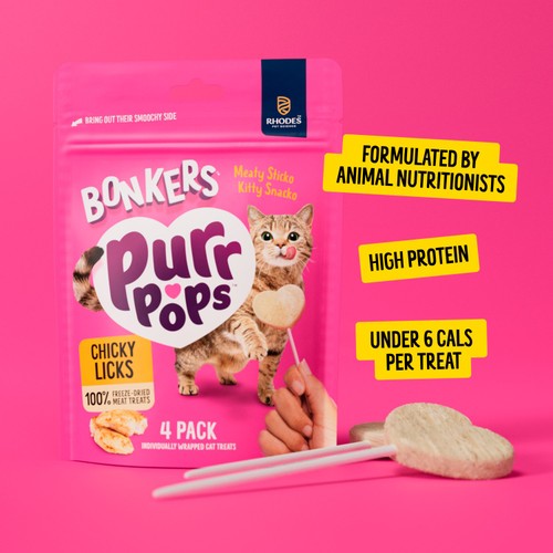 BONKERS Purrpops Freeze Dried Chicken Flavoured Lollipop Cat Treats