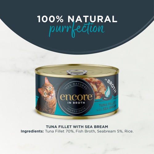 Encore Natural Wet Cat Food Tin Tuna Fillet with Seabream in Broth