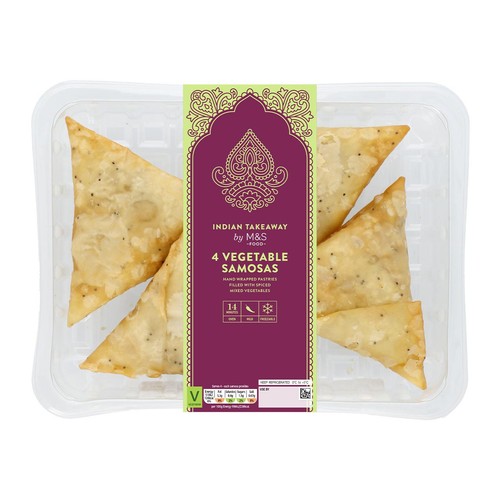 M&S 4 Hand Wrapped Vegetable Samosas