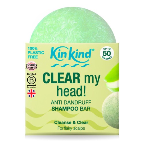 KinKind CLEAR My Head! Anti Dandruff Solid Shampoo Bar for Flaky Scalp