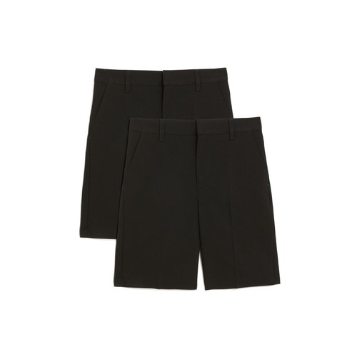 M&S Boys Regular Leg School Shorts, 2 Pack, 4-5 Years, Black