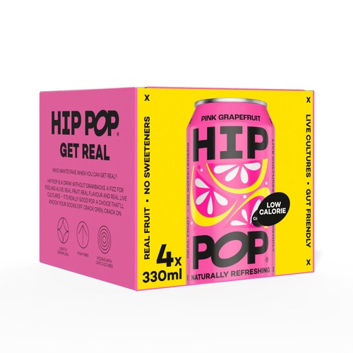 Hip Pop Pink Grapefruit Fizzy Drink