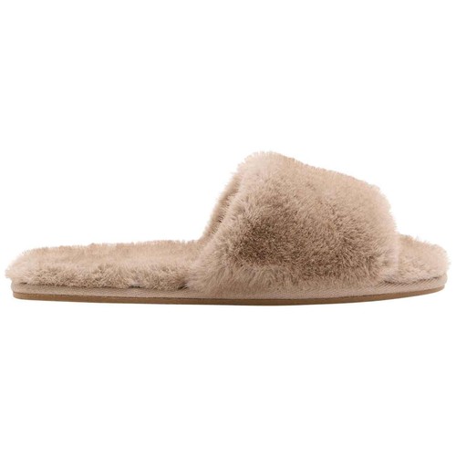 M&S Faux Fur Open Toe Slider Slippers, Size 5, Natural