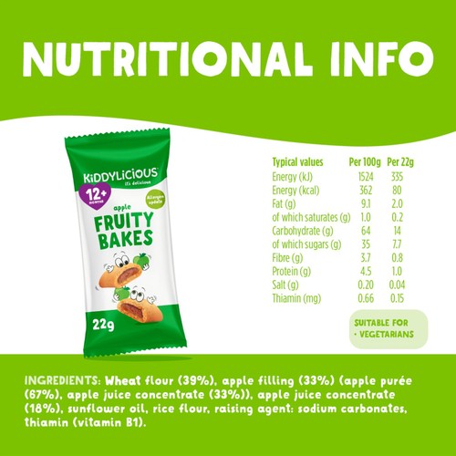 Kiddylicious Apple Fruity Bakes Baby Snacks Multi