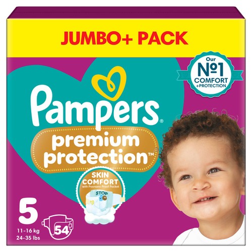 Pampers Premium Protection Nappies, Size 5 (11-16kg) Jumbo+ Pack