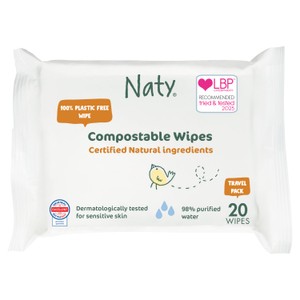 Naty Compostable Wipes Travel pack, Unscented