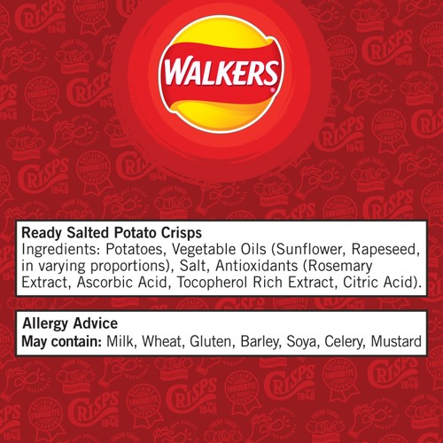 thumbnail image 2 of Walkers Ready Salted Crisps – 12 X 25g Pack (300g Total) – Classic UK Snack 2 of 4