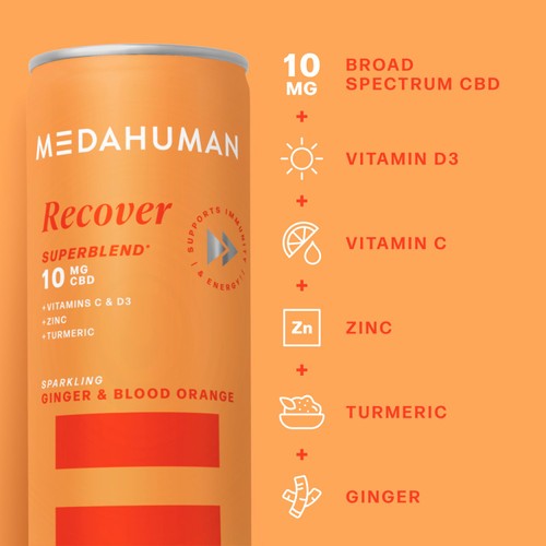 Medahuman Recover CBD Drink Ginger & Blood Orange