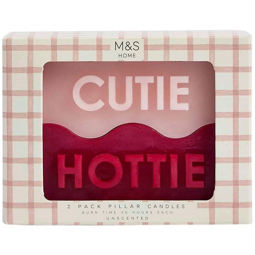 M&S Hottie & Cutie Pillar Candles, Unscented