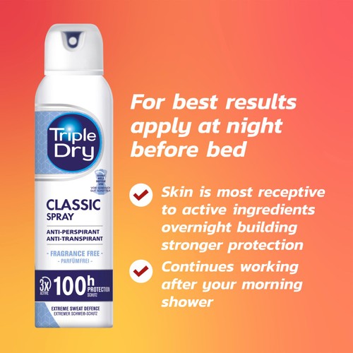 Triple Dry Classic Fragrance-Free Anti-Perspirant Spray 100-Hours