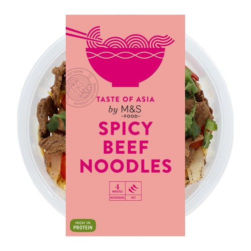 M&S Hot & Spicy Beef Noodles Bowl - Taste of Asia
