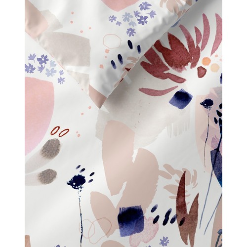 M&S Pure Cotton Watercolour Floral Bedding Set, Super King Size
