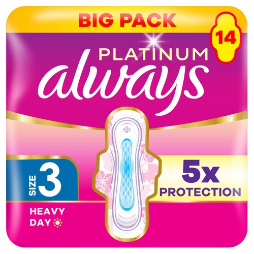 Always Platinum Day & Night (Size 3) Sanitary Towels With Wings