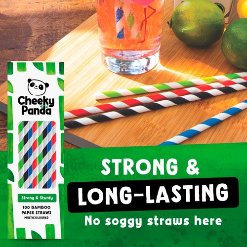 Cheeky Panda Striped Bamboo Paper Straws
