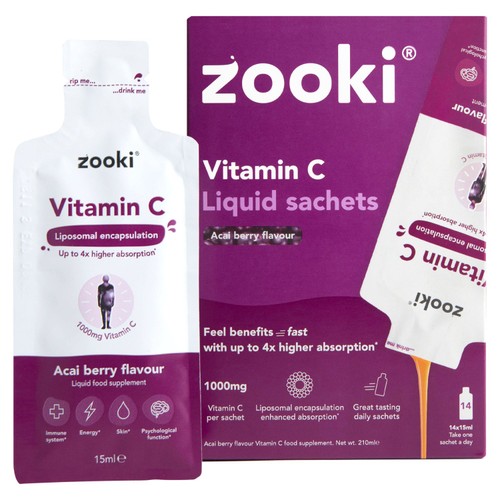 Zooki Liposomal Vitamin C 1,000mg, Acai Berry Sachets