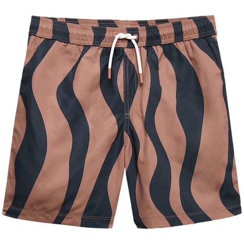 M&S Boys Wavy Patterned Swim Shorts, 8-9 Years, Brown