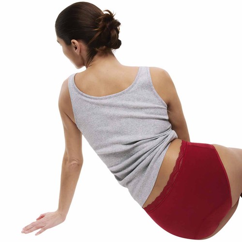 M&S Womens Heavy Absorbency Period Full Briefs, 8, Dark Cranberry