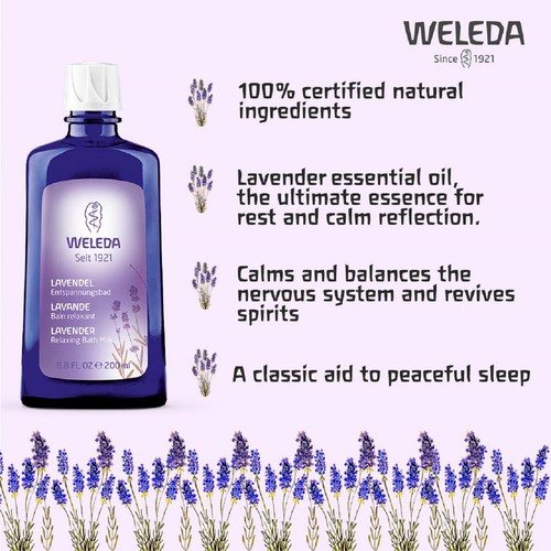 Weleda Lavender Relaxing Bath Milk, Lavender Bath Soak Natural Vegan
