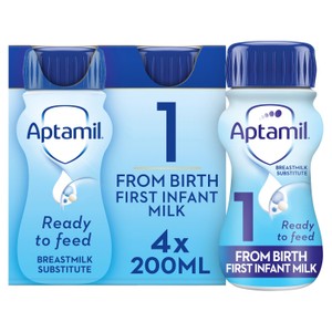 Aptamil Advanced 1 First Baby Milk Formula Liquid Ready to Feed from Birth 4x200ml