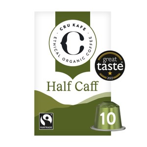 CRU Kafe Organic Fair Trade Half-Caff Pods 10s