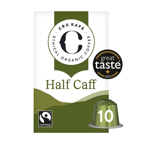 CRU Kafe Organic Fair Trade Half-Caff Pods 10s