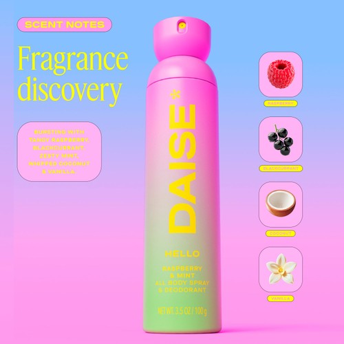 DAISE Hello All Body Spray & Deodorant in Raspberry & Mint 