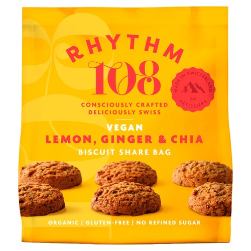 Rhythm 108 Swiss Vegan Lemon, Ginger & Chia Biscuit Share Bag