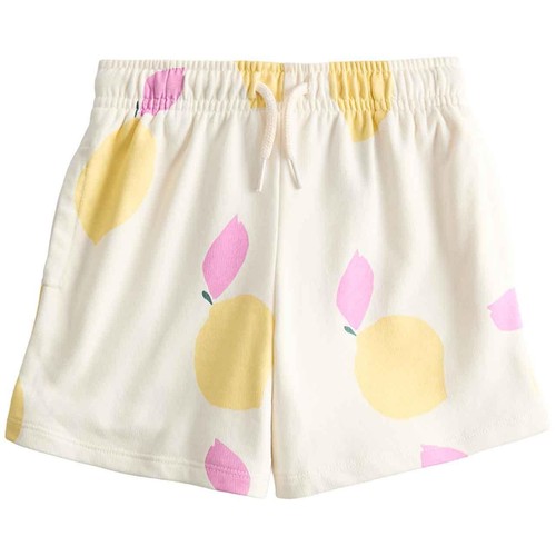M&S Girls Cotton Rich Lemon Print Runner Shorts, 3-4 Years, Ecru