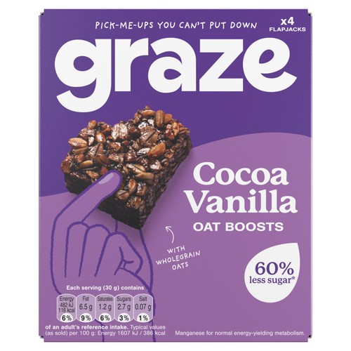 Graze Cocoa Vanilla Oat Boosts Flapjack Snack