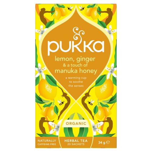 Pukka Organic Lemon, Ginger&Manuka Honey Tea x20 Compostable Herbal TeaBags